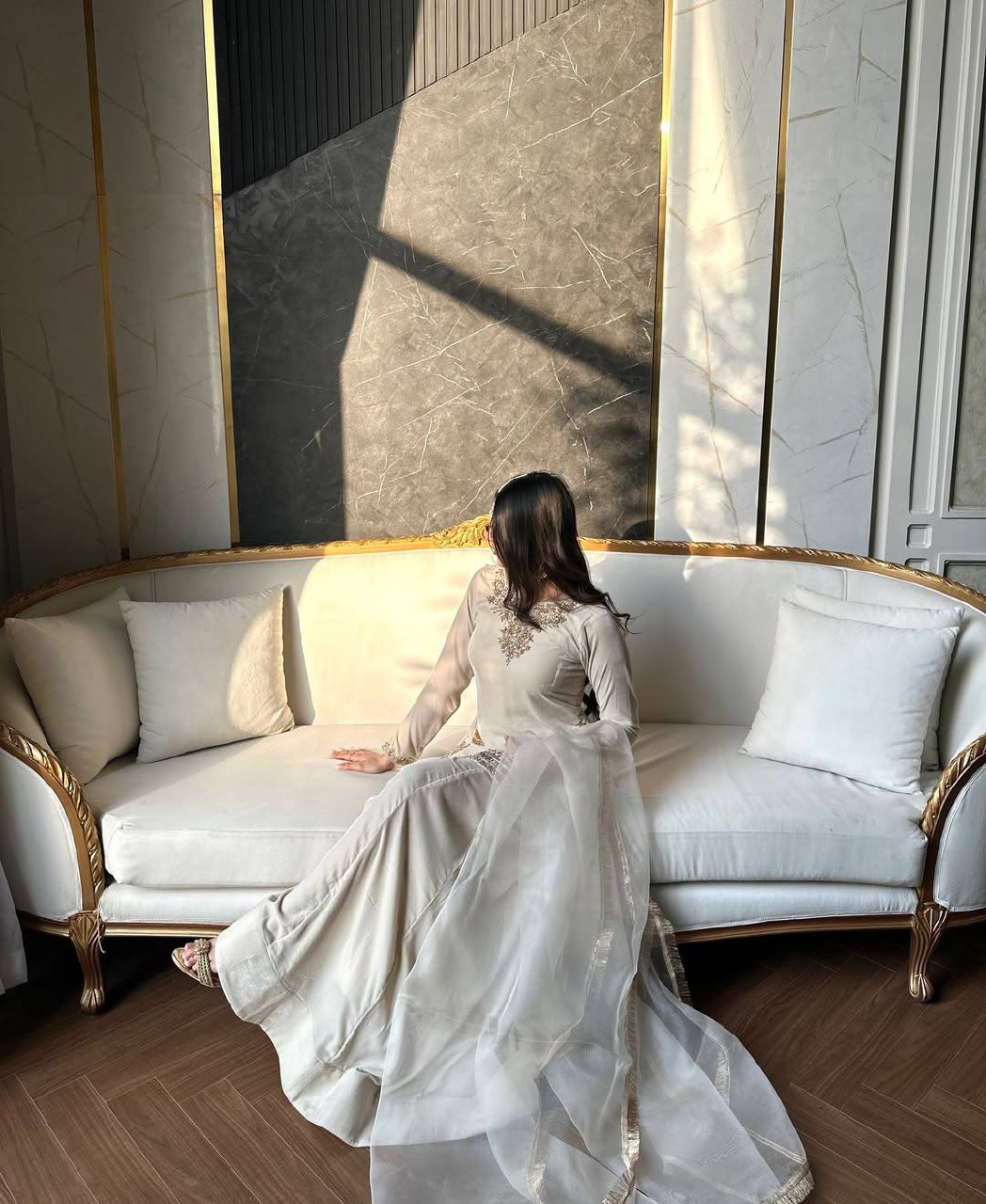 Luminous Ivory Zardozi-Crafted Suit